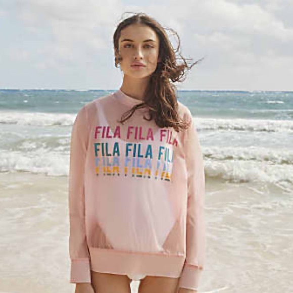 Fila Tops - FILA Sol Sheer Woven Sweatshirt Pink Chalk
